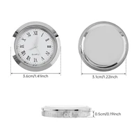 1-1/2 inch Quartz Movement Round Mini Clock Insert for for 35 mm Diameter Hole with White Face,Roman Numerals, Silver Tone Bezel 2