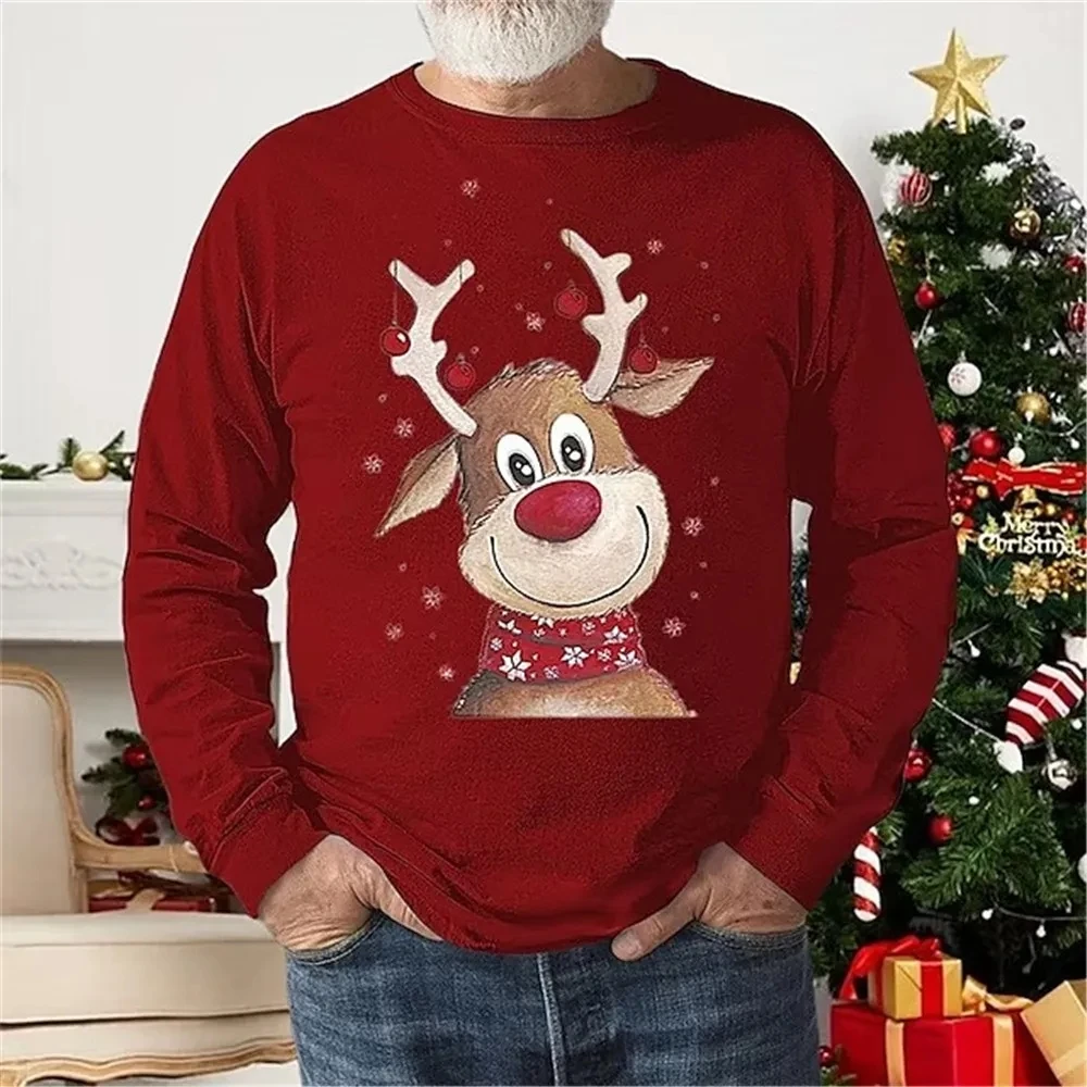 New Festivals Pattern Christmas European Size long Sleeved T