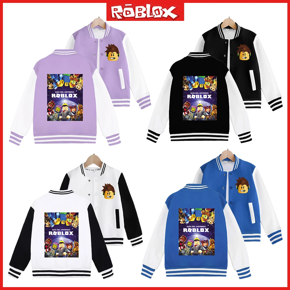 

Spring New Roblox Dopamine Cartoon Printing Baseball Jacket Student Jacket School Uniform Children Casual Top Birthday Gift 2024