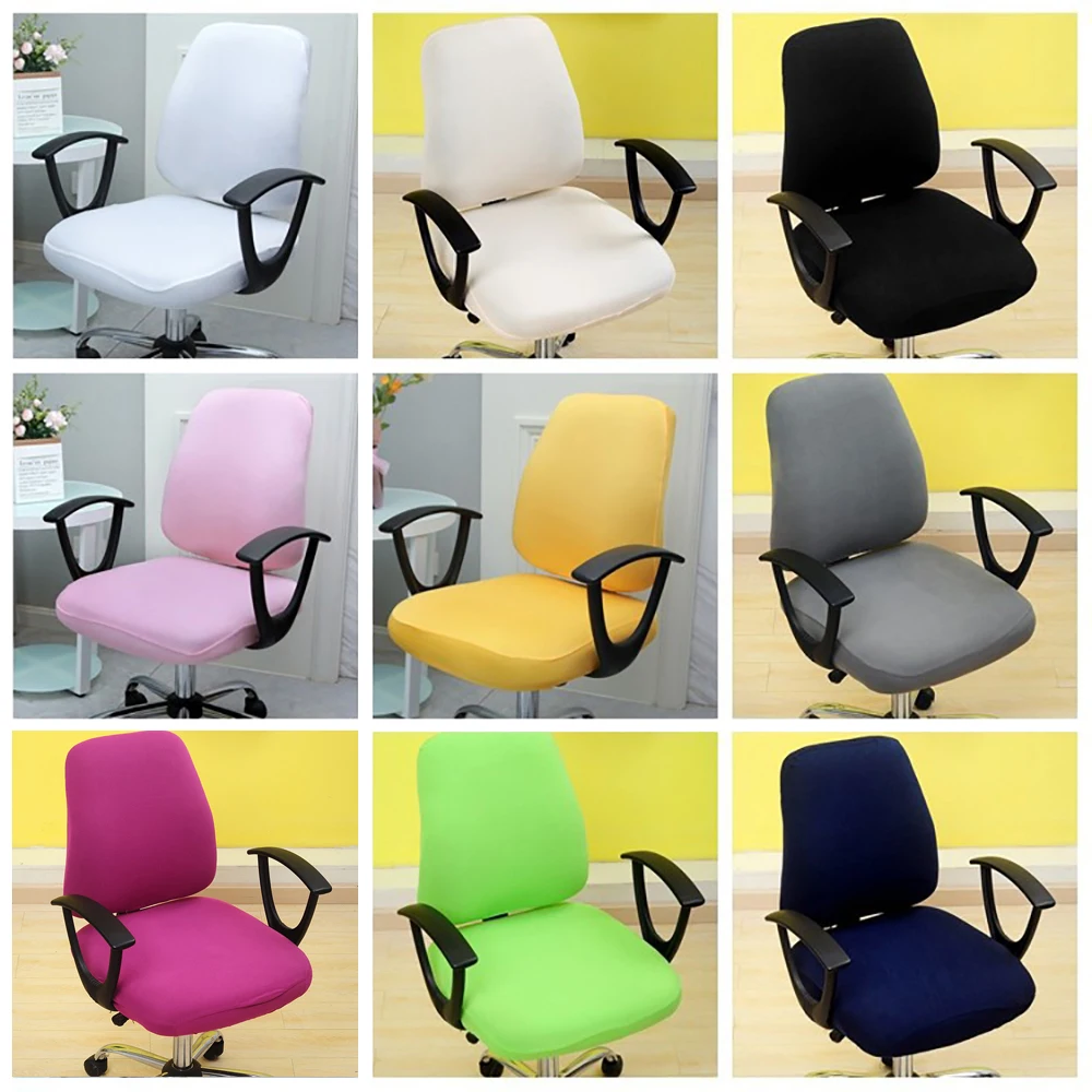 Office Chair Cover With Back Chair Covers Solid Color Computer Game Seat Cover Universal Anti-dust Elastic Armchair Slipcover 6