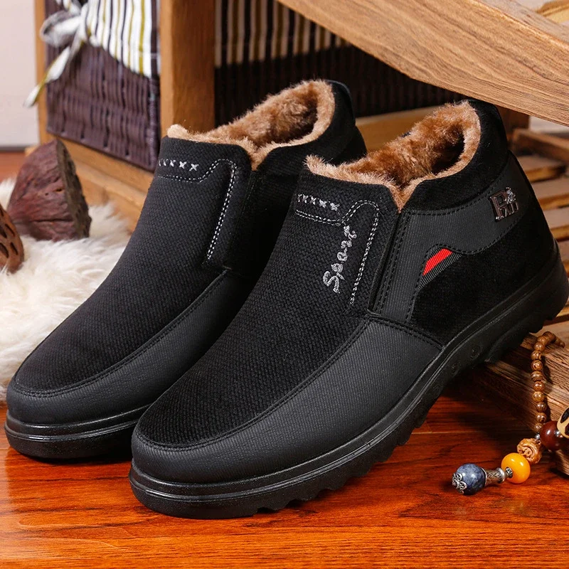 

2024 Men's Boots Plush Cotton Shoes Comfortable Male Ankle Boots Slip on Wear-resistant Platform Shoes New Zapatillas De Hombre