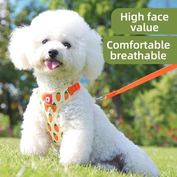 Comfortable Vest Style Dog Harness for Small Breeds - No-Pull Breathable Pet Harness with Leash Adjustable for Bichon Dogs