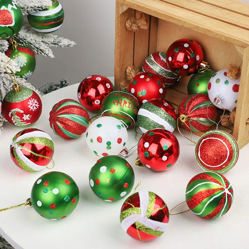 6pcs 6cm Painted Christmas Ball Decorations Green Monster Xmas Tree Ornaments Hanging Pendant 2026 New Year Party Home Decor