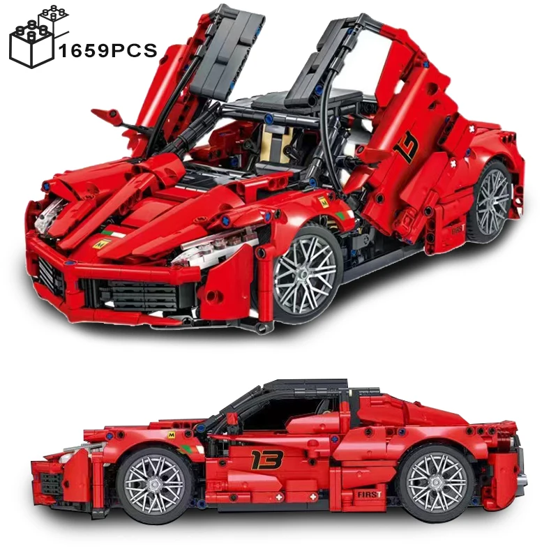 

1659PCS Technical Feraari Enzo Sport Car Building Blocks 42143 V8 Engine Vehicle Assemble Bricks Toys Gifts For Boys Kids