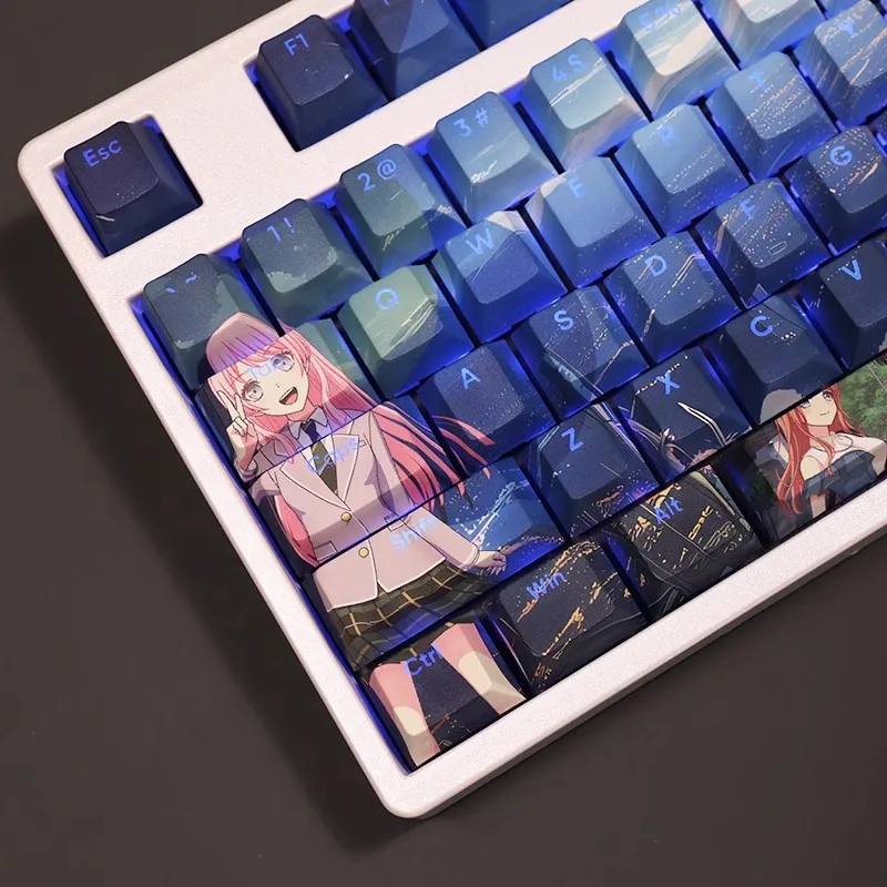 Backlit Cartoon Anime Gaming Key Caps Bang Dream é Mygo Pbt Keycap Ansi 61 87 104 108 Takamatsu 108 Chaves por Conjunto - Imagem 5