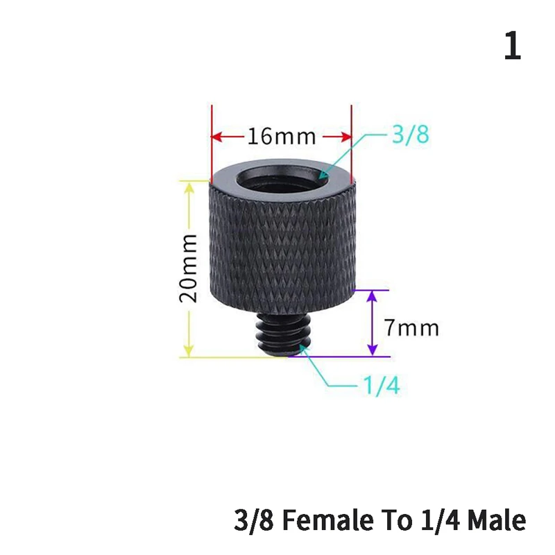 Description Picture 2 of item1/4" To 3/8" Black Male To Female Thread Screw Mount Adapter Tripod Plate Screw Mount For Camera Flash Tripod Light Stand