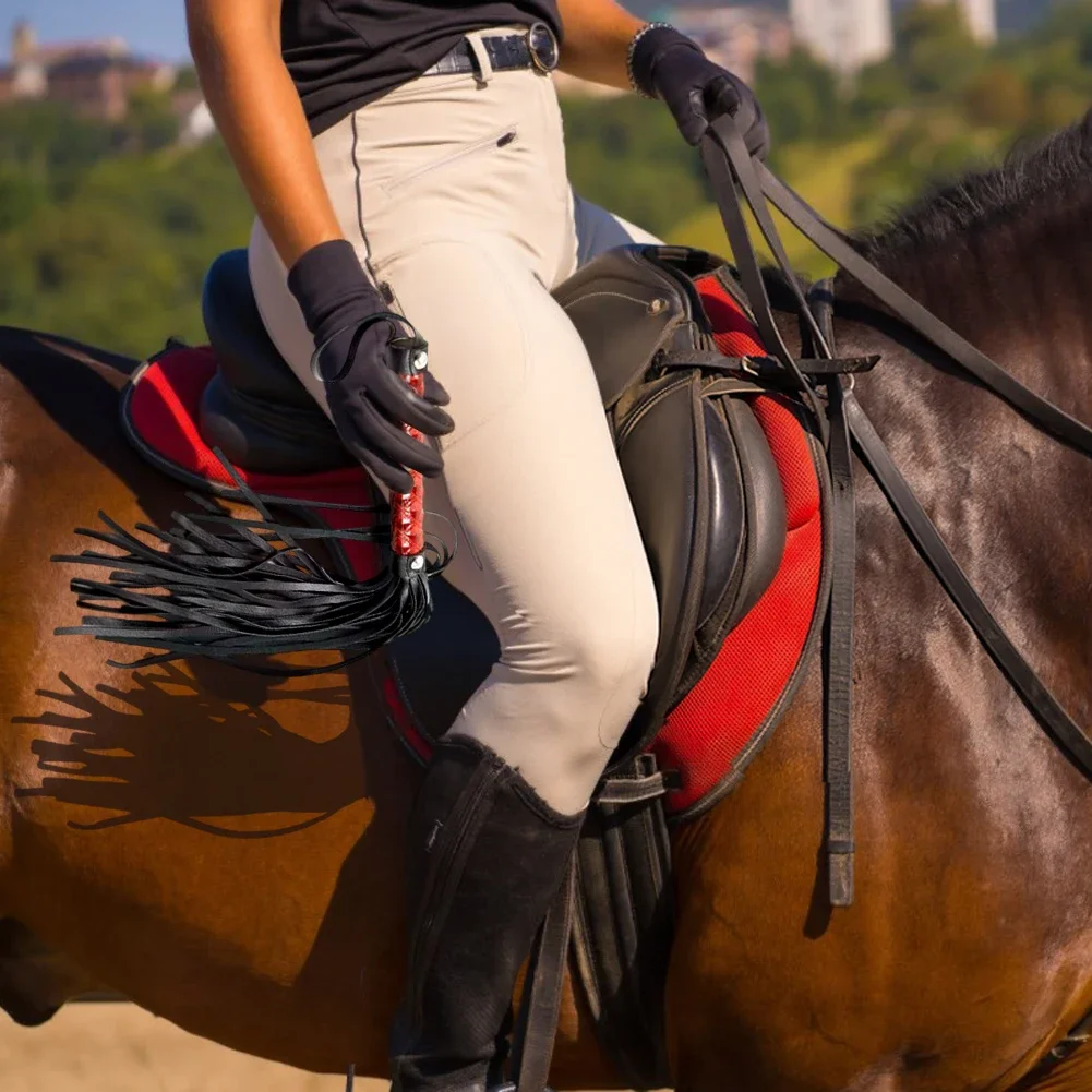 New PU Non Slip Leather Horse Whip Crop Tassels Short Whip With Handle Equestrian Whip Teaching Riding Crop Horses Accessories 2