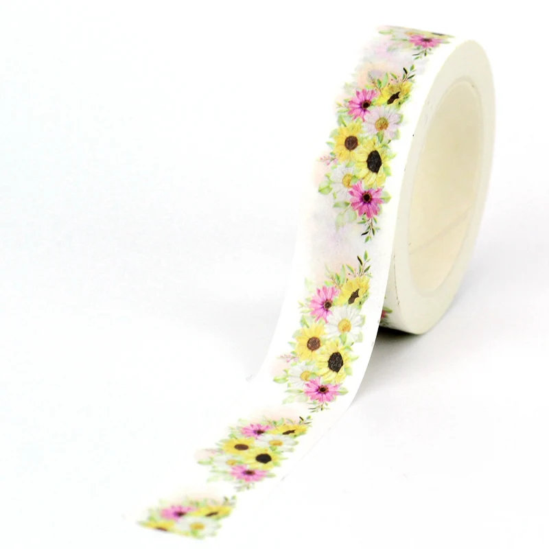 NEW 1PC 10M Decorative Cute Sunflowers Blue Floral Leaves Cherry Spring Masking Washi Tape Set Journaling Stationery 5