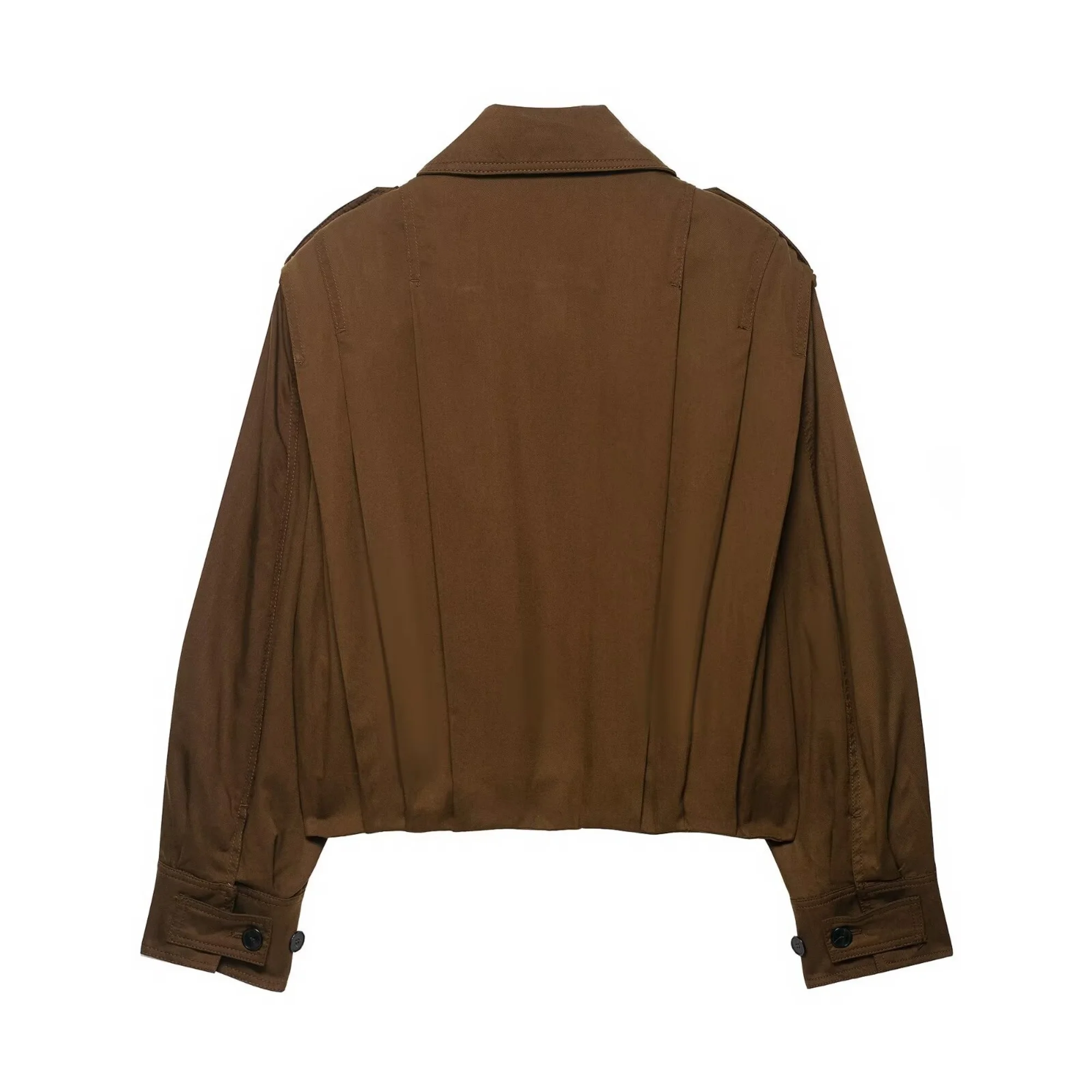 Women'S Pleated Windbreaker Jacket Coat Autumn And Winter New Turn-Down Collar Long Sleeve Female Jacket Chic Jackets Streetwear