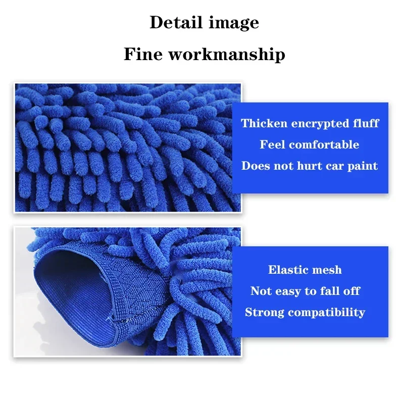 Double-sided Car Care Cleaning Gloves Cleaning Cloth Towel Mitt Car Accessories Microfiber Washable Car Washing Gloves washing 4