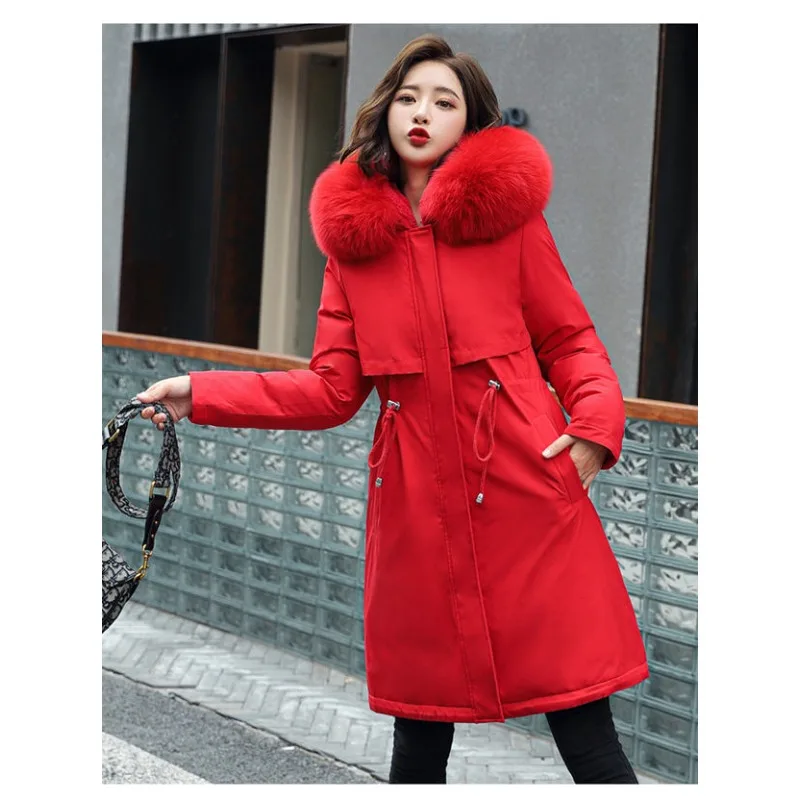 

2023 New Autumn Winter Pai Overcomes Off-season Trend Down Cotton Jacket Women Mid Length Loose Size Cotton Jacket