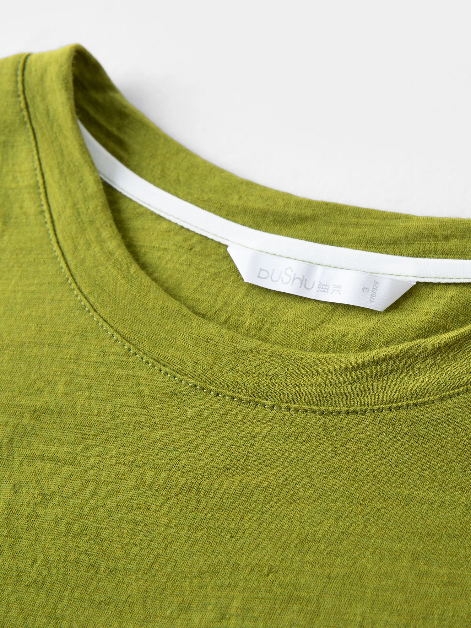 DUSHU المرأة الأخضر والرمادي المتناقضة اللون الطبقات قطعتين متماسكة تي شيرت ربيع 2026 جديد وصول موضة بلوزات طويلة الأكمام