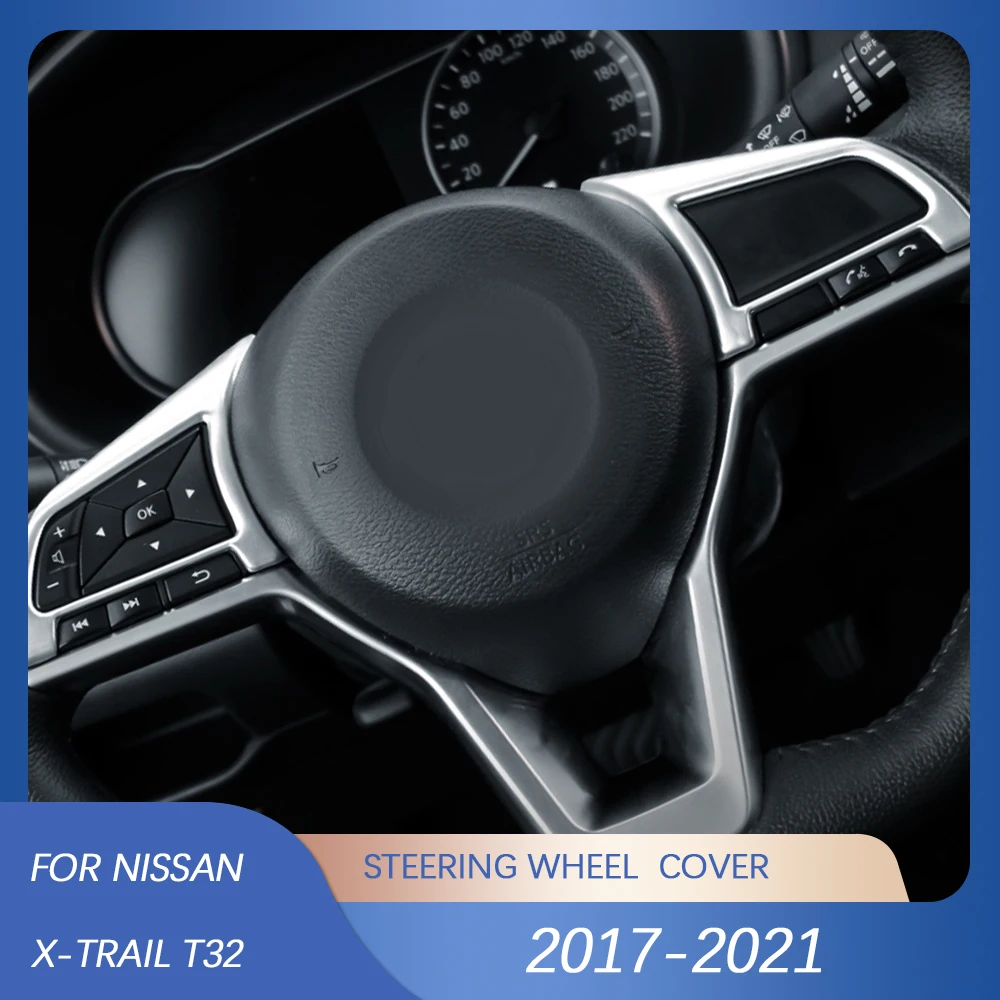 닛산 X-trail T32 Rogue Note Qashqai J11 Versa Juke Micra Kicks Leaf Sentra 2017-2021 스티어링 휠 스위치 버튼 커버