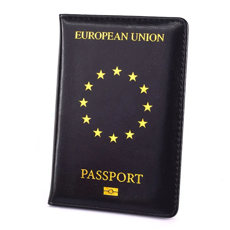 Leather Men European Union Passport Cover Women Credit Sim & Id Card