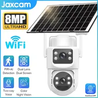 8MP 4K WiFi Built-in Battery-Powered Dual Lens Outdoor IP66 Waterproof Camera PIR Human Detection With Solar Panel Charging PTZ