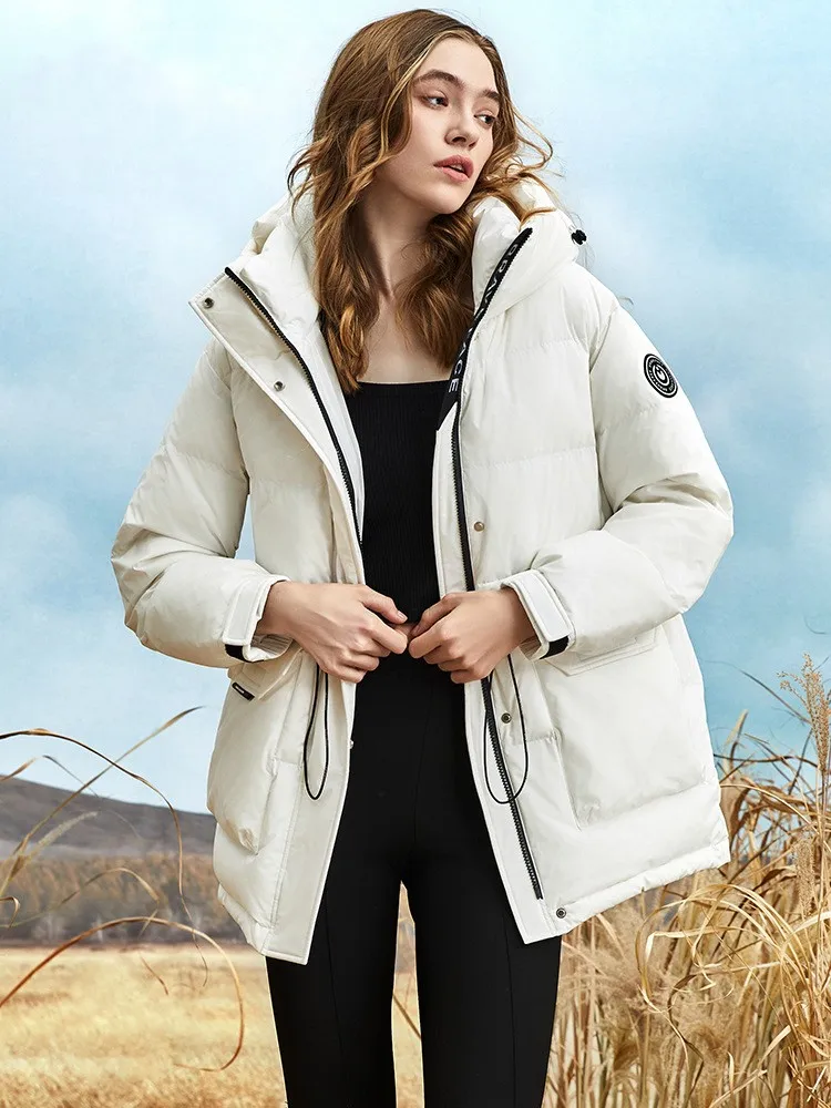 

90 White Duck Down 2023 Jiazehua Winter New Hooded Slim Fit Drawstring Temperament Thickened Short Down Coat for Women
