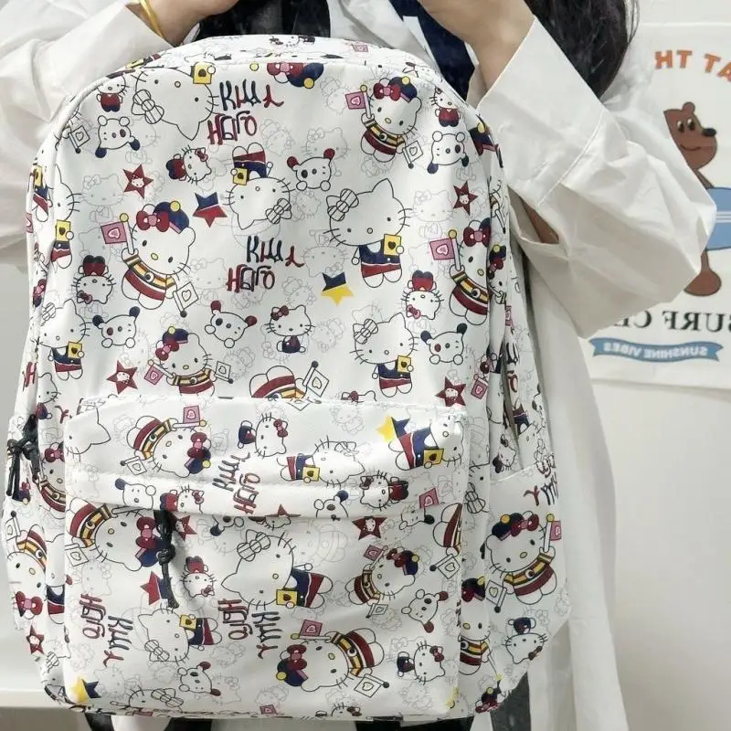 

Рюкзак Kawaii Hello Kitty, рюкзак с принтом аниме Kt Cat, легкий студенческий вместительный рюкзак, дорожный школьный рюкзак на плечо