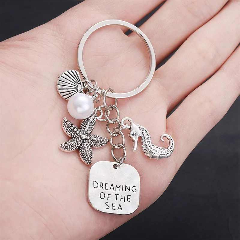 Marine Keychain Shell Seahorse Starfish Charm