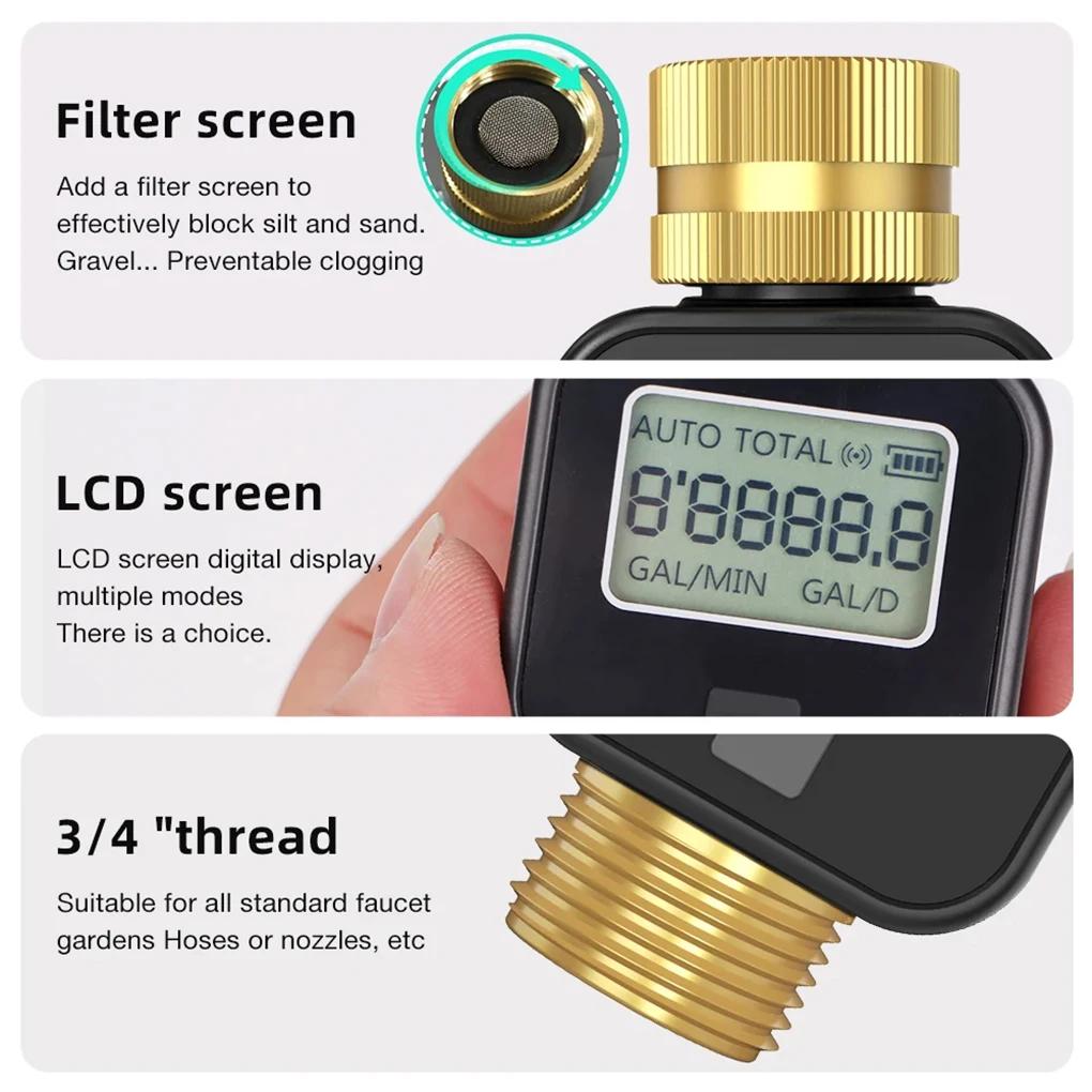 Digital Water Flow Meter High Accuracy Waterproof Electronic Flowmeter for Outdo