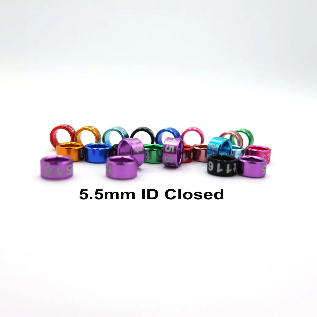 Aluminum Bird Leg Bands Closed Parrot Rings Non-Custom Random-Character Color-Mixture 5.5mm 25Pcs Lot