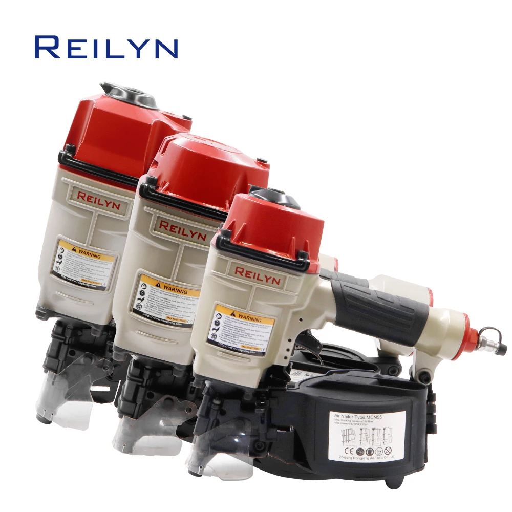 roofing Reilyn Industrial Coil Nailer MCN55 70 80 Pallet Nail Gun for Wood Working Furniture Roofing Fencing Sheathing Making Tools