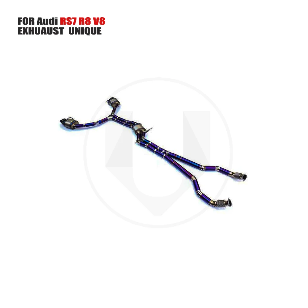 

UNIQUE Titanium Alloy Exhaust Manifold Downpipe Is Suitable For Audi RS7 R8 V8 V10 Auto Modification Electronic Valve