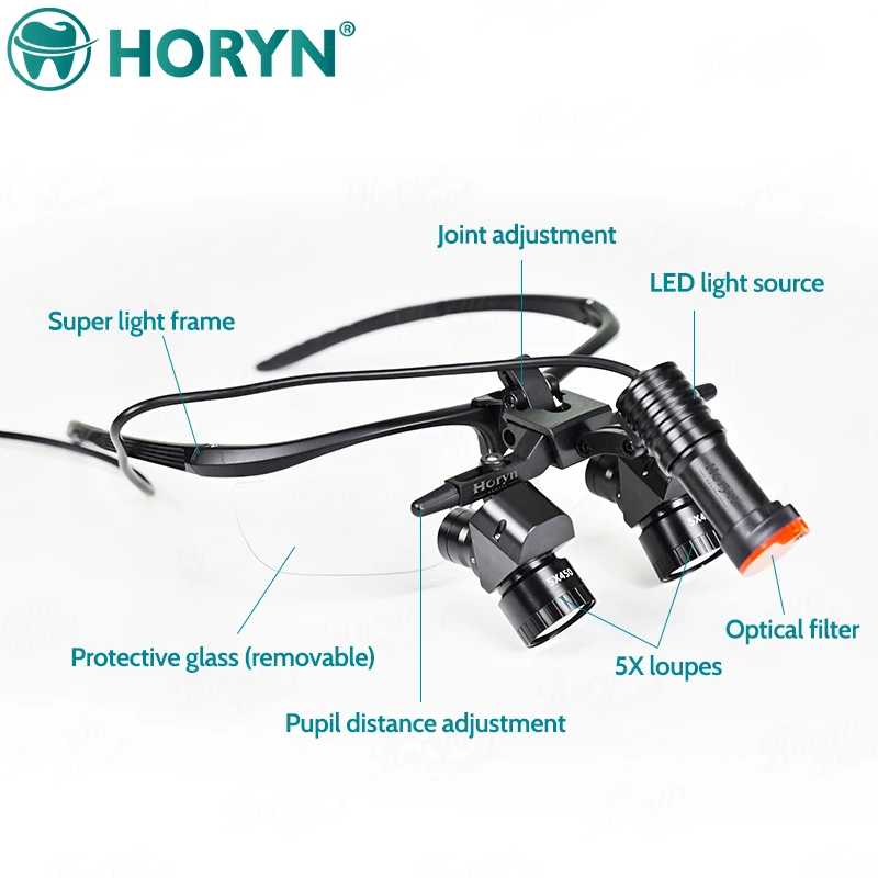 4X-6X Zoom ENT Dental 48° Loupes Binocular Magnifier 300-600 mm Lupas Interpupillary Distance  Adjustable 5W Surgery Headlight
