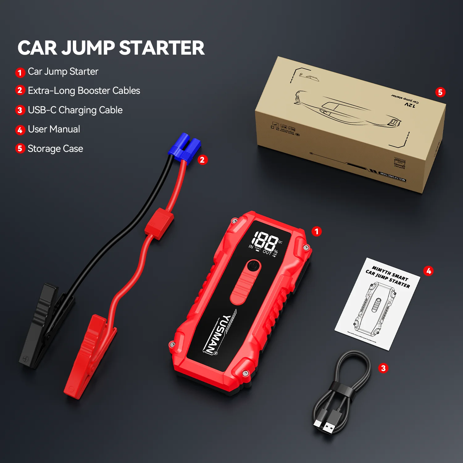 Portable Car Jump Starter Power Bank with LED Flashlight