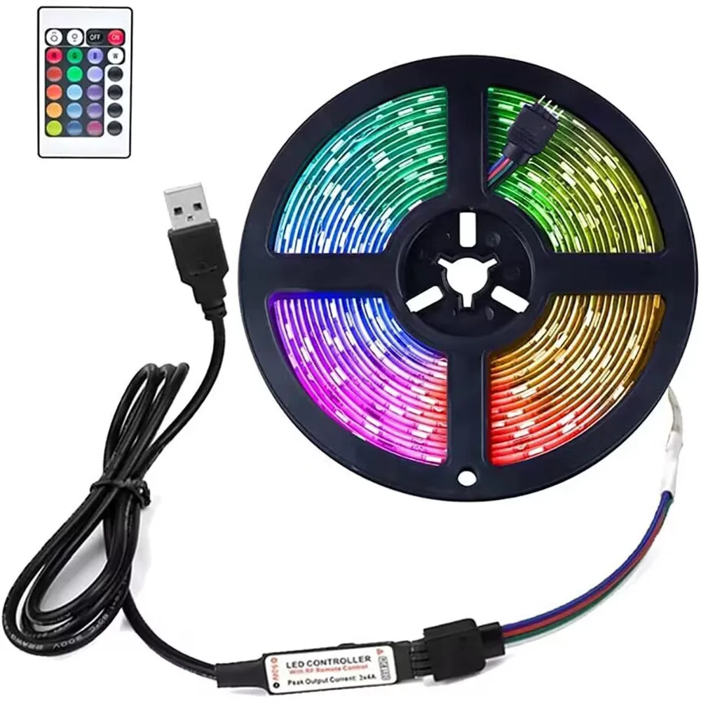 

RGB 5050 Led Strip Light Flexible Ribbon Lighting Bluetooth Model IR Remote Controller Living Room Decoration Luminous DC5V Lamp