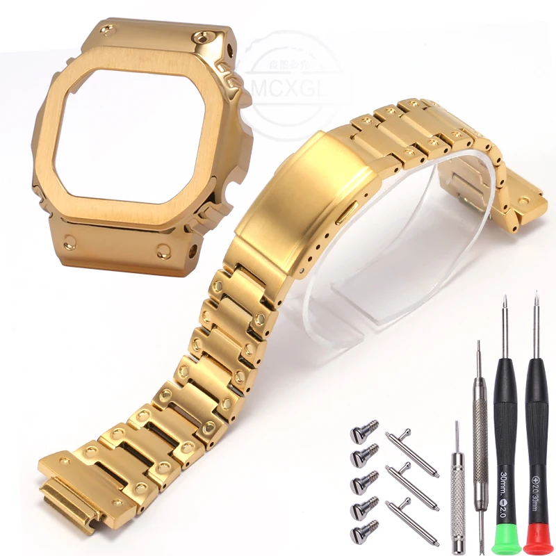 thumbnail image 1 of Caja de reloj DW5600 G5600E GWM5610 Correa Bisel de metal Caja de acero inoxidable GWB 5600 G-Refit Accesorios de correa de reloj con herramientas, 1 of 5