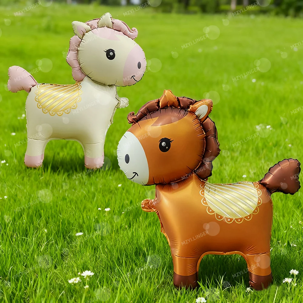 Cartoon Nette Styling Pony Ballon Pferd Aluminium Film Ballon für Bauernhof Party Fotografie Requisiten Geburtstag Dekoration