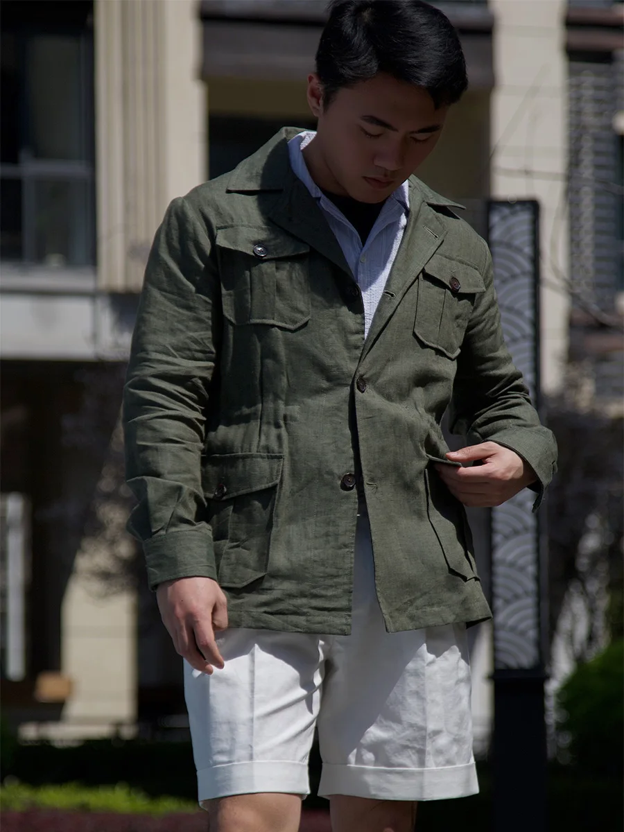 POT&CRAFTSMAN Unstructured safari jacket hunting jacket moss green