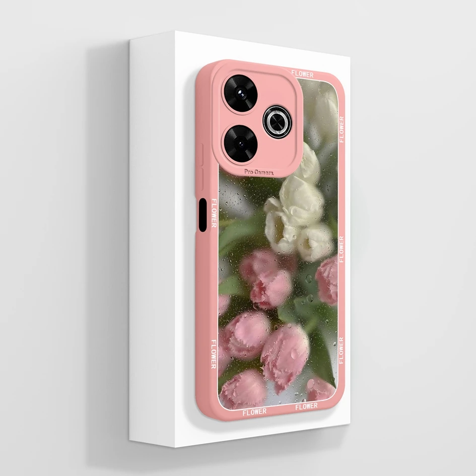 Aesthetic Durable Shockproof Silicone Phone Case with Pretty Flower Design