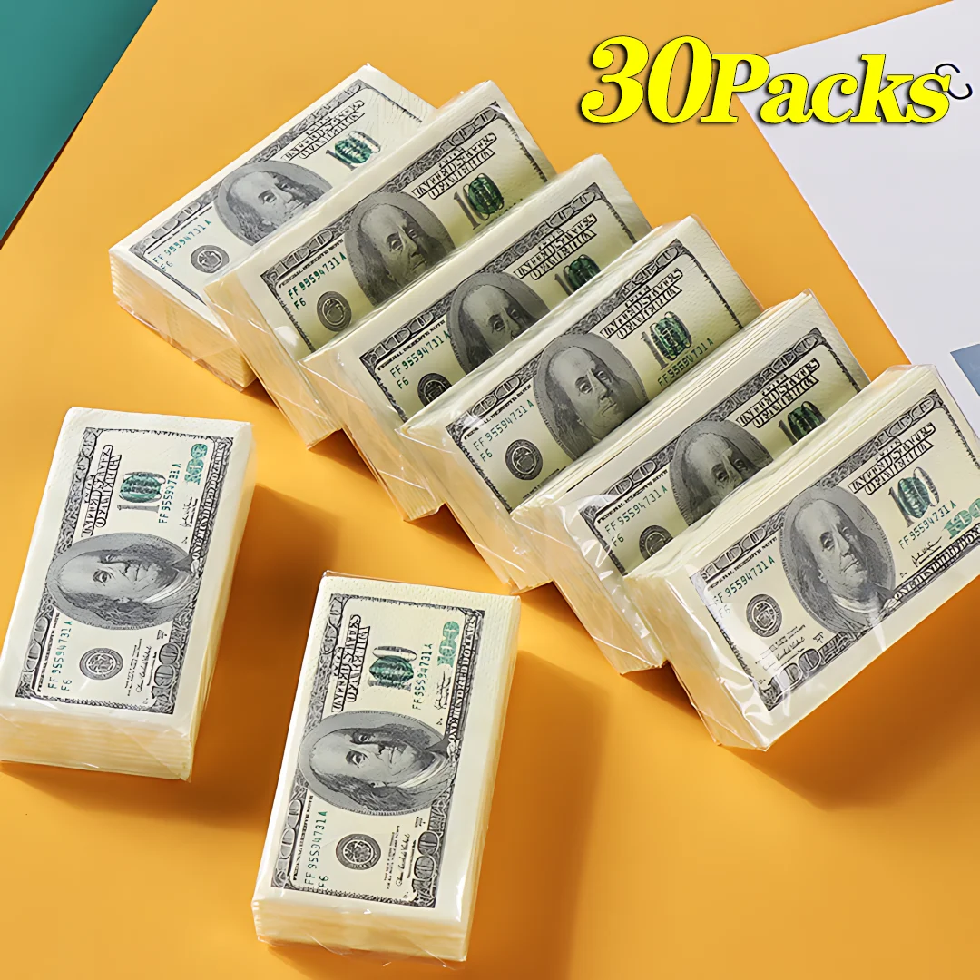 Creative Simulation Dollar Printing Paper Towel Handsheet Paper Raw Wood Pulp Napkin Portable Handsheet US Dollar Napkin