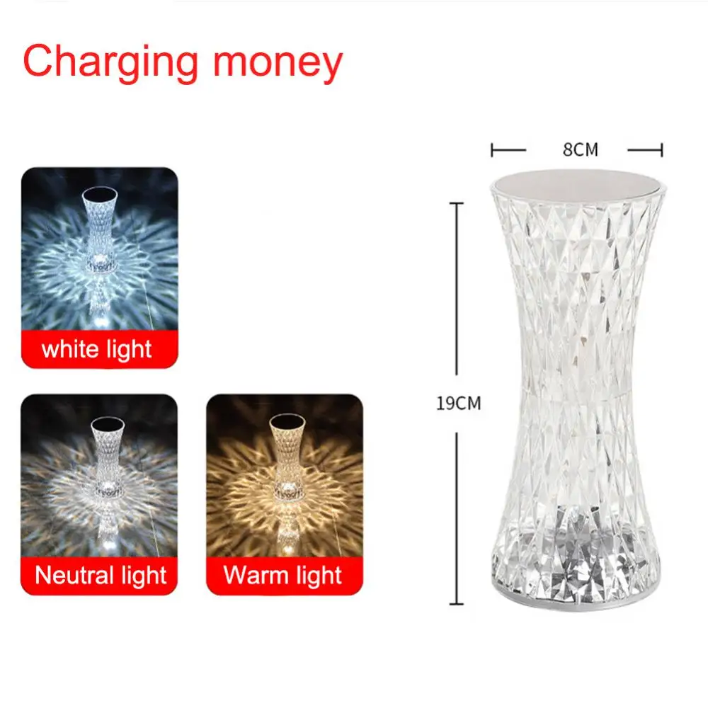 Led Touch Sensor Diamond Table Lamp Small Waist Crystal Decoration Light For Bar Bedroom Bedside Coffee Desk Night Lighting Gift