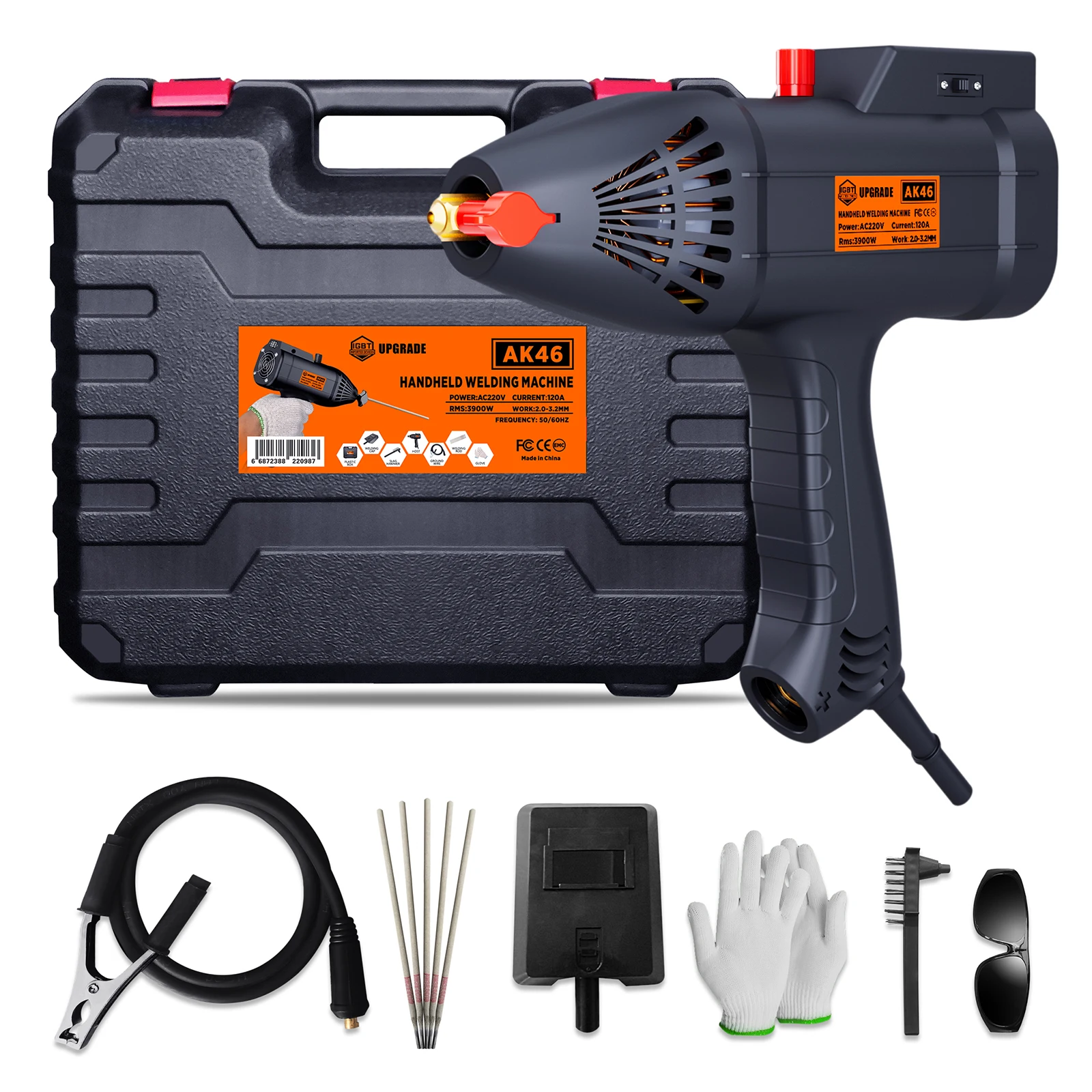 Handheld Portable Electric Arc Welding Machine 220V 3900W 120A Intelligent Welder Current Adjustment for 2.0-3.2 mm Electrode