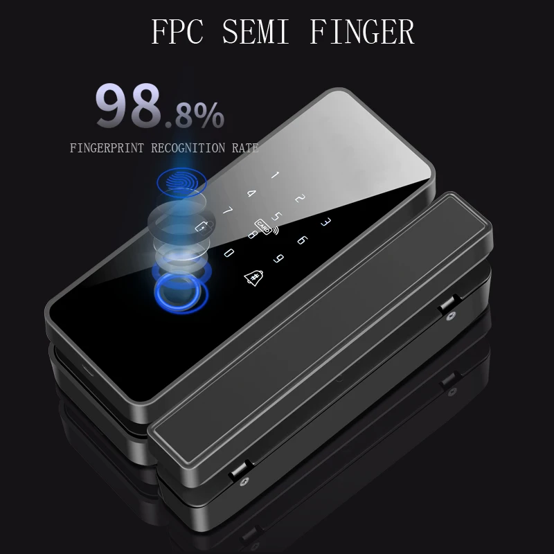 나무 철 프레임 유리에 대 한 Tuya 지문 도어 잠금 블루투스 스마트 전자 생체 인식 잠금 13.56Mhz RFID 원격 제어 Un