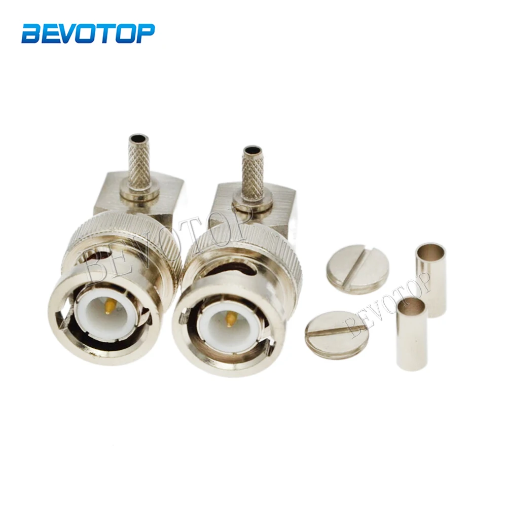 

10Pcs/Lot BNC Male Plug Right Angle 90 Degree 50 Ohm RF Coax Connector Crimp for RG316 RG174 LMR100 Cable