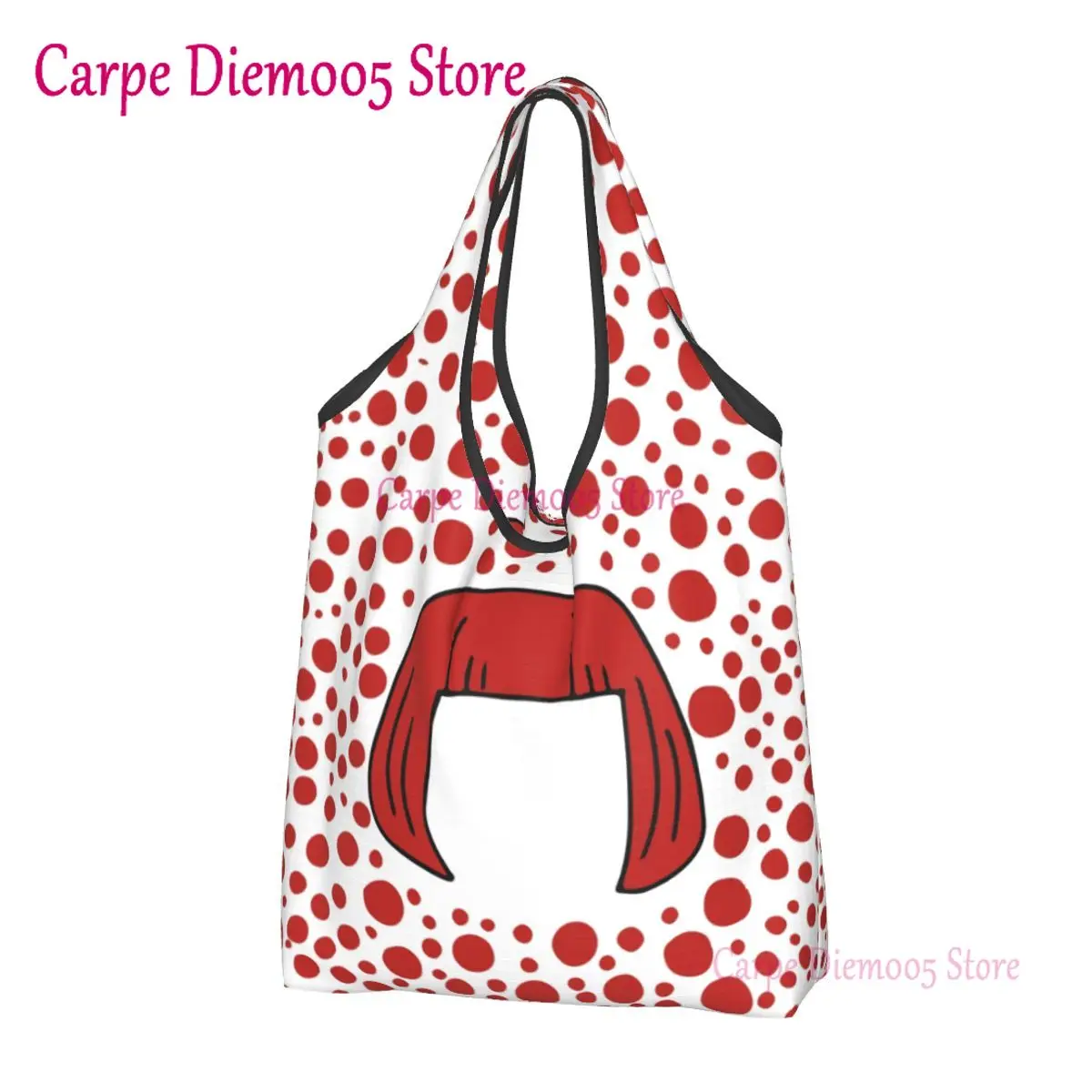 

Recycling Yayoi Kusama Pumpkin Shopping Bag Women Tote Bag Portable Aesthetic Polka Grocery Shopper Bags