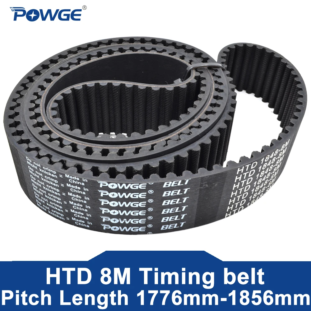 

POWGE HTD 8M Timing belt Lp=1776/1784/1792/1800/1808/1816/1824/1832/1840/1848/1856 Width 15-50mm Rubber 1800-8M/1840-8M/1856-8M