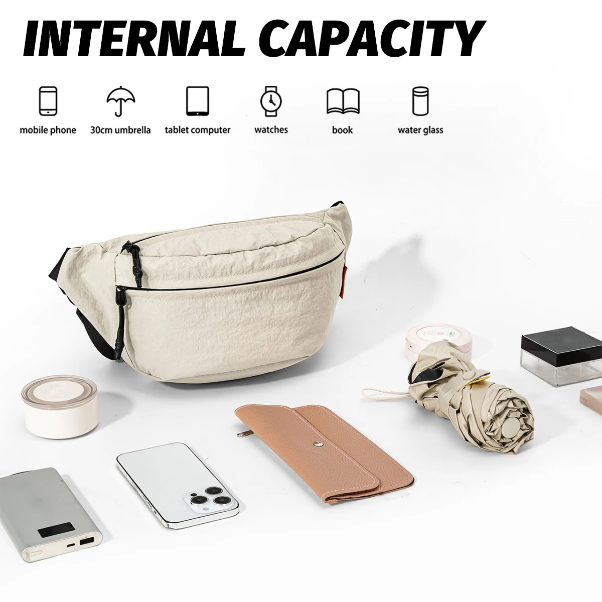 2025 Crossbody Bag for Men and Women, Chest Bag, Casual Multifunctional Waist Bag, Autumn Large-Capacity Sports Outdoor Commuting Shoulder Bag for Hiking