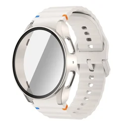 Premium Silicone Watch Strap with Protective Case and Screen Protector Bumper Cover - Galaxy Watch 6 - 40mm (Starlight - star)