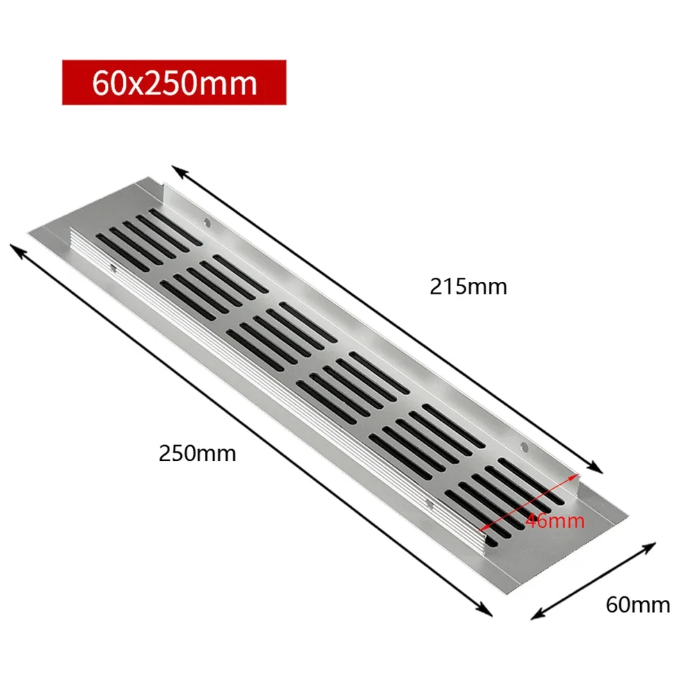 Air Vent Grille 60mm Aluminium Rectangular Cabinet Wardrobe Ventilation Cover Plate