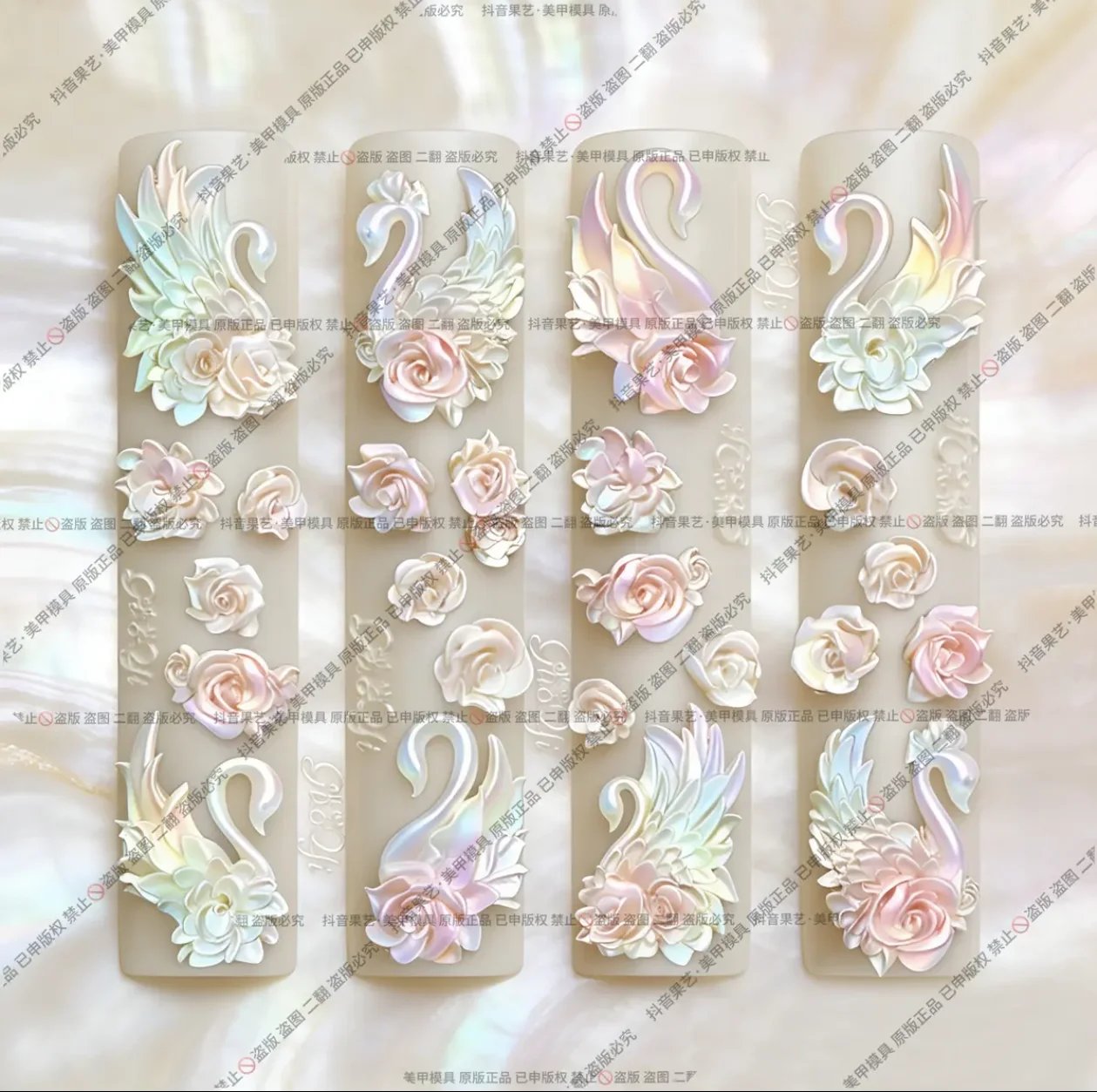 1pc 윙 딸기 보우 스커트 레이스 체리 베어 3D 아크릴 네일 몰드 네일 장식 손톱 DIY 실리콘 네일 스탬프 플레이트