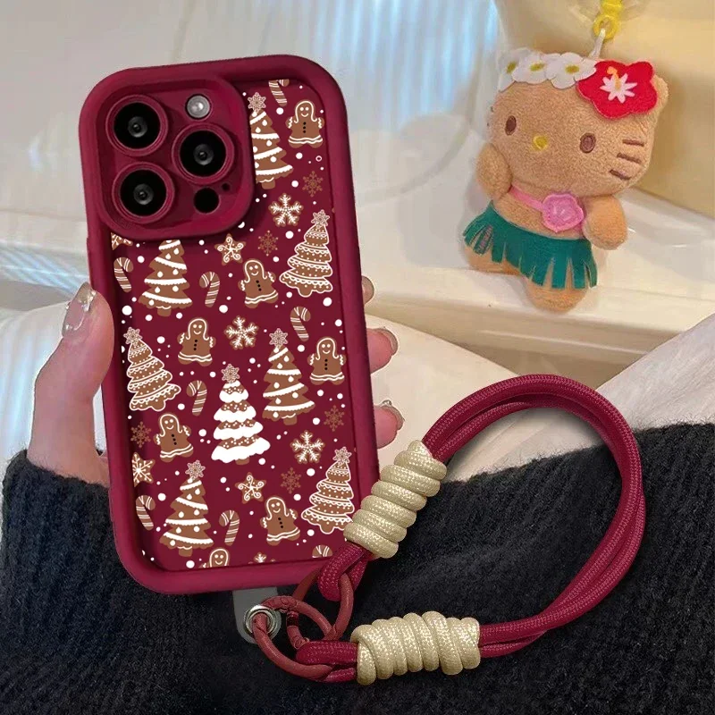 Charming Holiday Red Chain Phone Case - Festive Design Cover