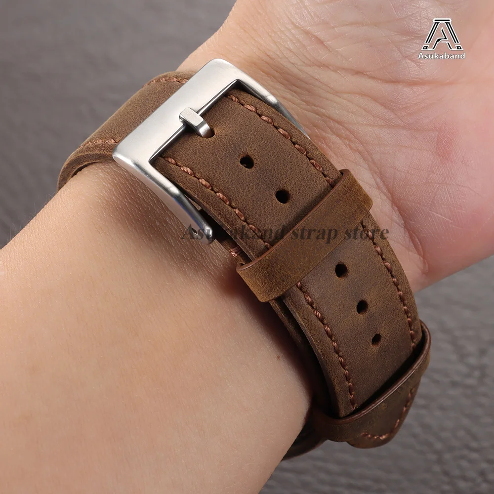 Oil Wax Crazy Horse Leather Watchband - Premium Men's and Women's Wristband