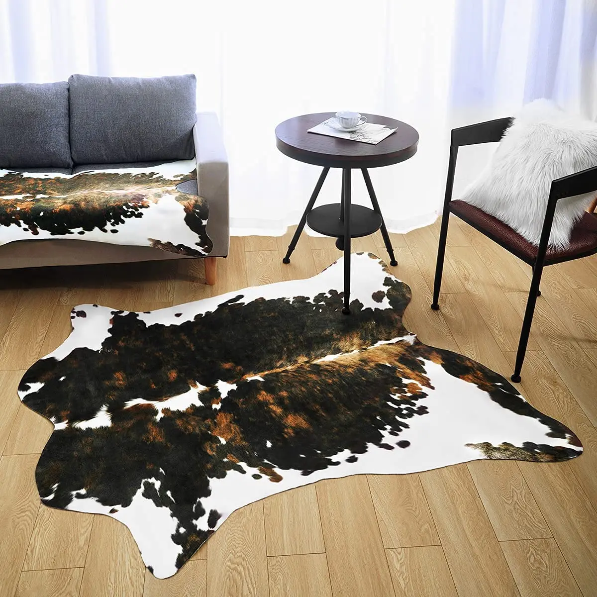 Floor Mat Shaggy Rugs Luxury Premium Cow Print Style Rug Living Room Bedroom Carpet Home Decor Hand Wash Modern Cowhide Cushion Bedside Sofa Floor Mat