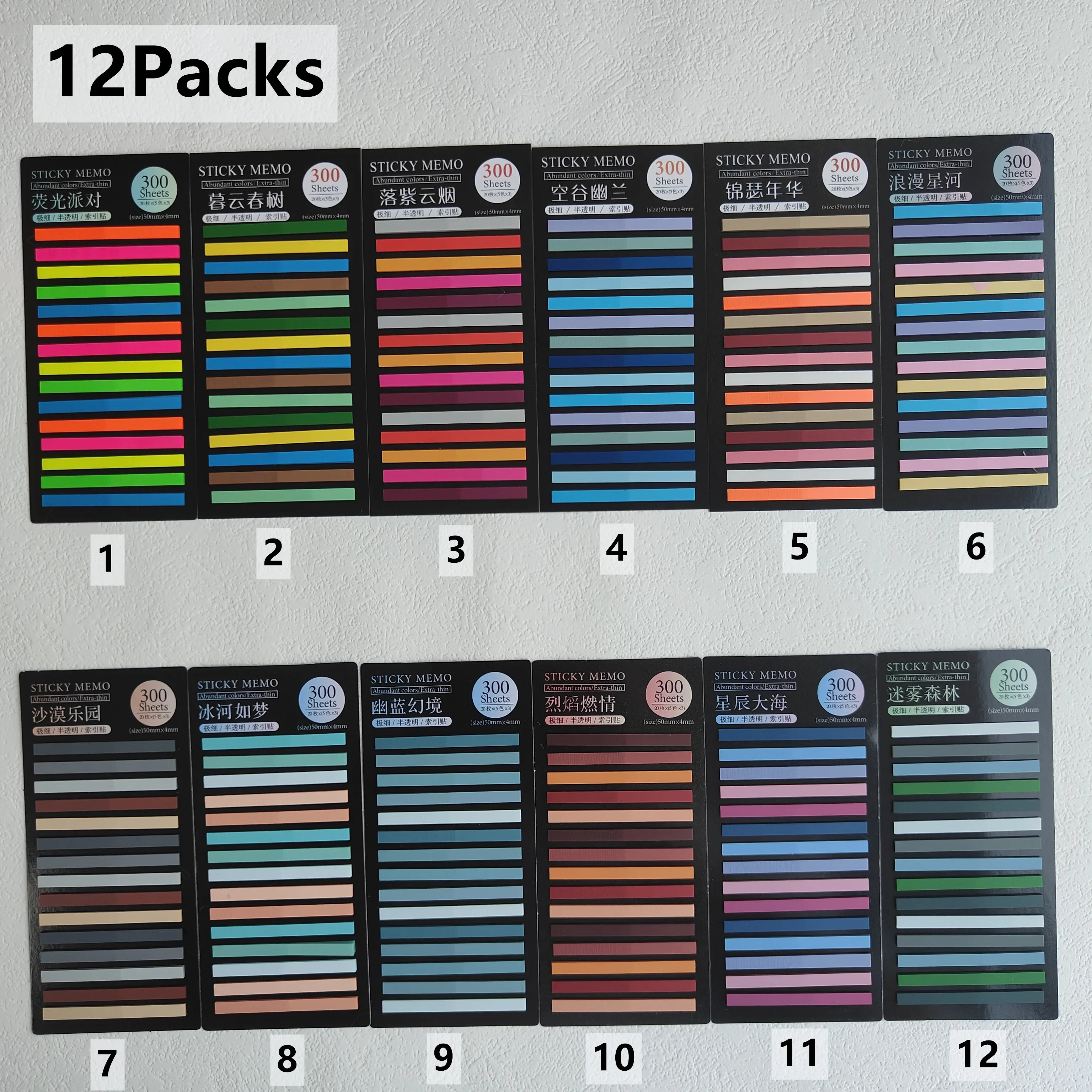 3600 Sheets Color Stickers Transparent Fluorescent Index Tabs Flags Sticky Note Page Bookmark School Office Supplies Stationery 6