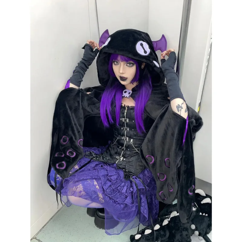 Krul Octopus Cape Plush Pajamas Kawaii Cartoon Y2k Anime Cloak Cosplay  Costume Halloween Adults Winter Sleepwear Blanket Cape 5