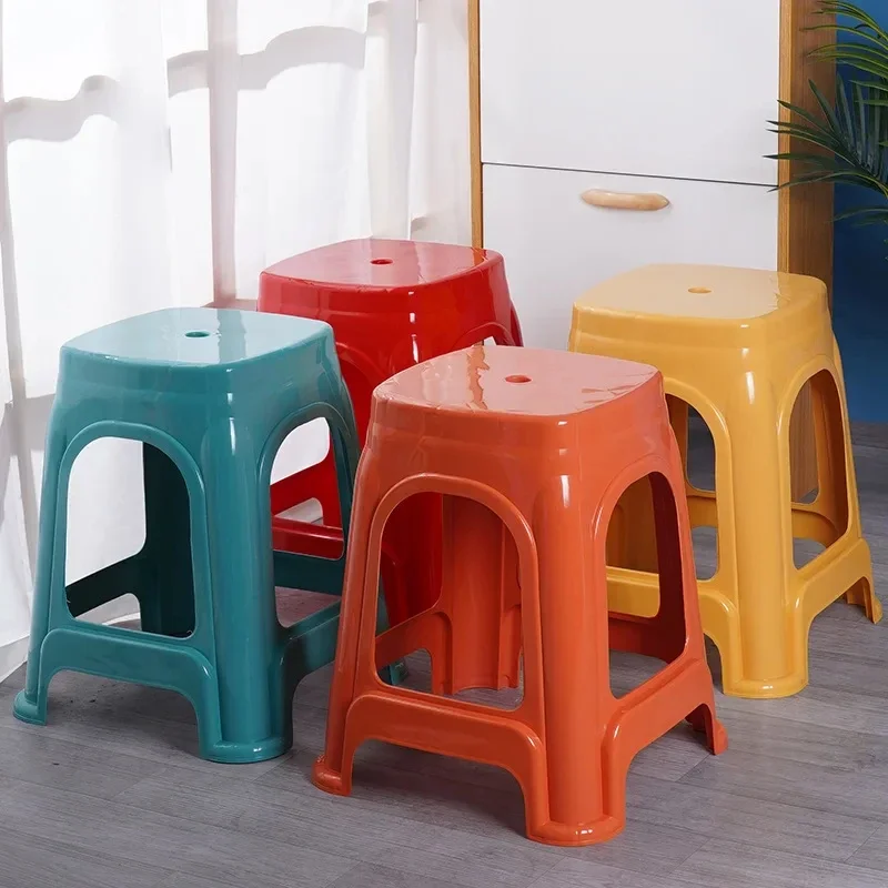 

0654 Household plastic stool thickened living room adult dining table chair can be stacked simple square stool cooked plastic c